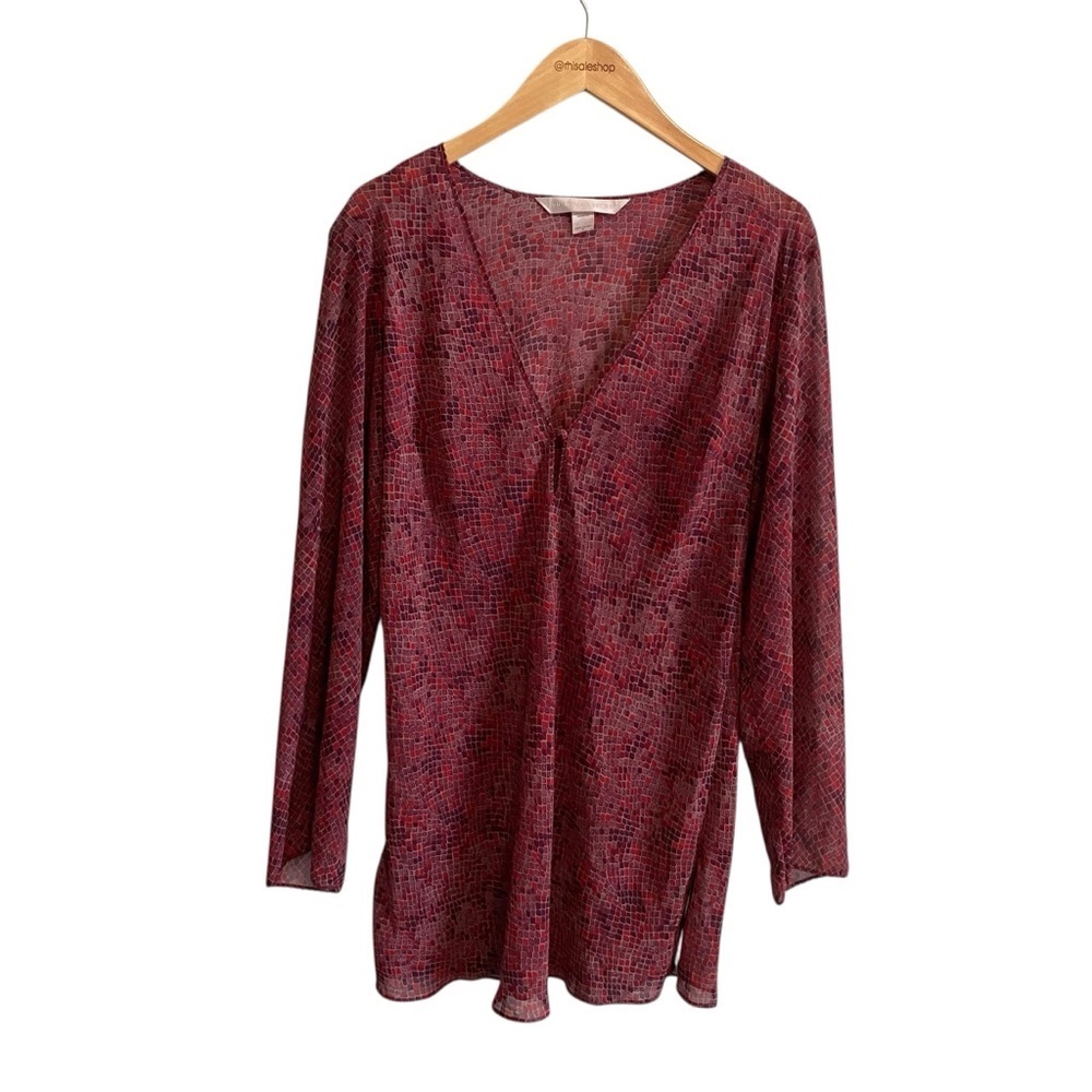 Victoria's Secret Purple Mosaic Printed Sheer Y2k 2000 Tunic Size Large